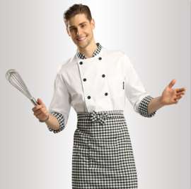 【厨师先生品牌】M-02-14偏侧领双排活动扣厨师服