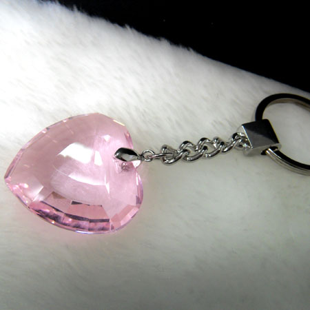 水晶钥匙扣-桃心粉红色